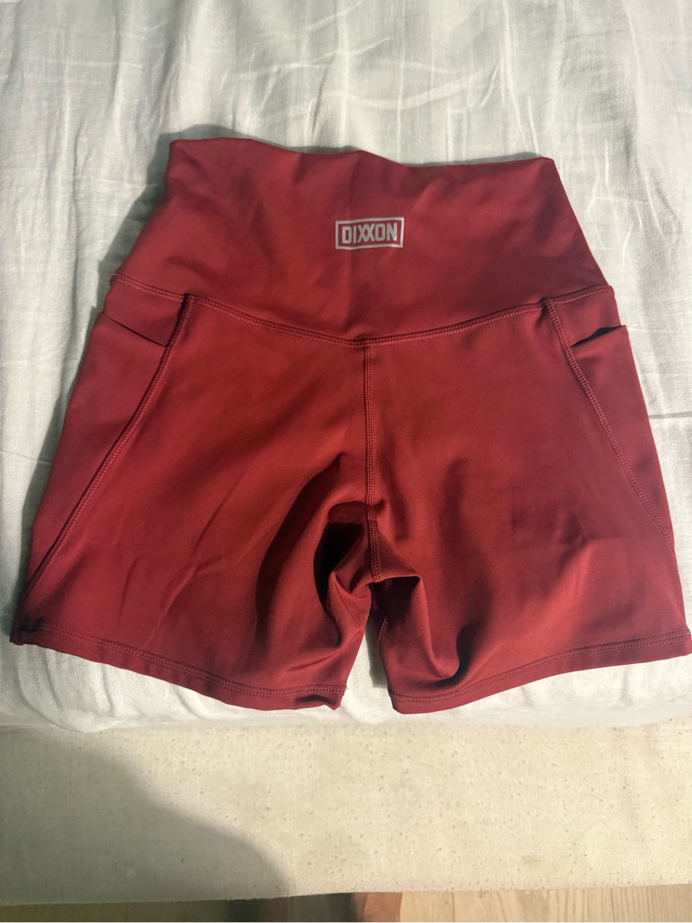 DIXXON Deep Red High-Waist Athletic Shorts with Pockets *No front seam ladies!*
